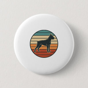 Vintage Boxer Dog Sunset Engraving Vector Design_1 6 Cm Round Badge