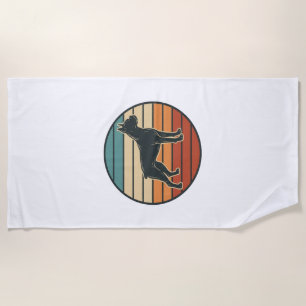 Vintage Boxer Dog Sunset Engraving Vector Design_1 Beach Towel
