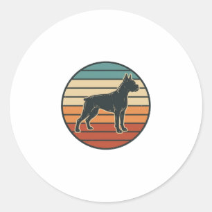 Vintage Boxer Dog Sunset Engraving Vector Design_1 Classic Round Sticker