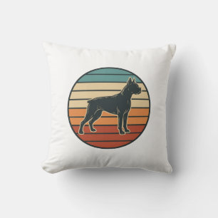Vintage Boxer Dog Sunset Engraving Vector Design_1 Cushion
