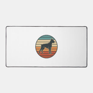 Vintage Boxer Dog Sunset Engraving Vector Design_1 Desk Mat