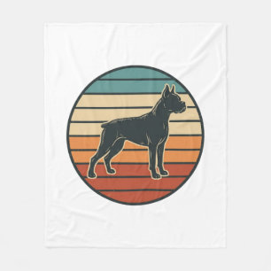 Vintage Boxer Dog Sunset Engraving Vector Design_1 Fleece Blanket