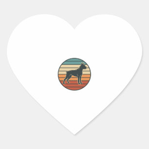Vintage Boxer Dog Sunset Engraving Vector Design_1 Heart Sticker