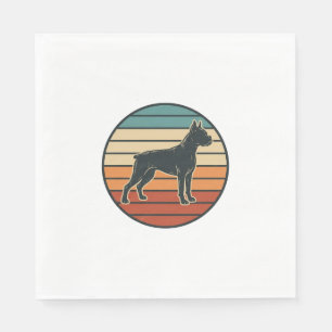 Vintage Boxer Dog Sunset Engraving Vector Design_1 Napkin