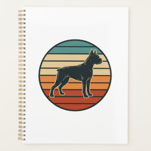 Vintage Boxer Dog Sunset Engraving Vector Design_1 Planner