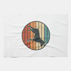Vintage Boxer Dog Sunset Engraving Vector Design_1 Tea Towel