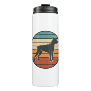 Vintage Boxer Dog Sunset Engraving Vector Design_1 Thermal Tumbler