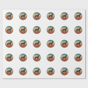 Vintage Boxer Dog Sunset Engraving Vector Design_1 Wrapping Paper