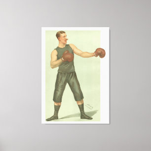 Vintage Boxer with Long Green Trunks Canvas Print