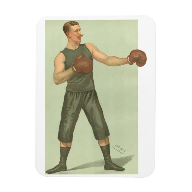 Vintage Boxer with Long Green Trunks Magnet (Vertical)