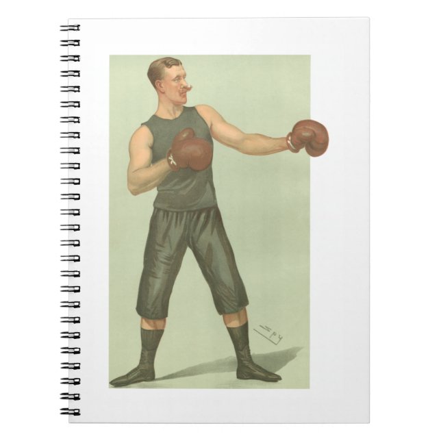 Vintage Boxer with Long Green Trunks Notebook (Front)