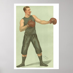 Vintage Boxer with Long Green Trunks Poster
