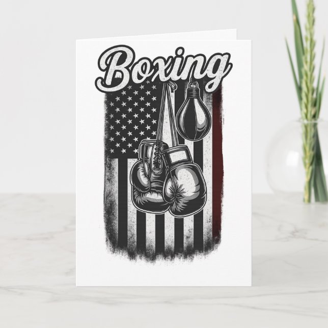 Vintage Boxing American Flag Retro Card (Front)