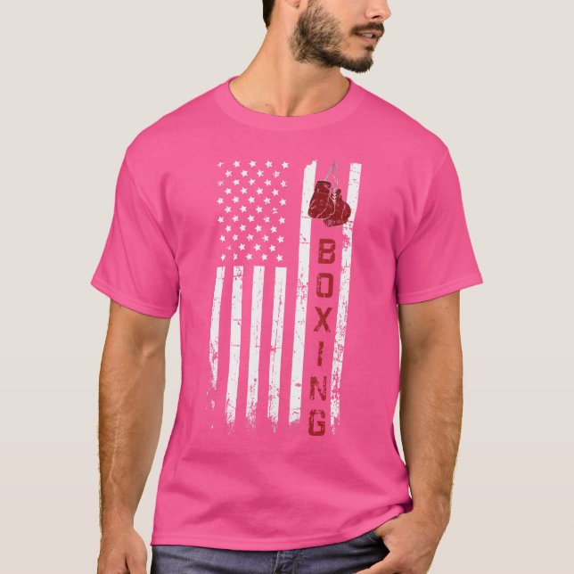 Vintage Boxing American Flag Tee Professional Boxe (Front)