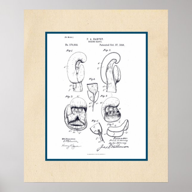 Vintage Boxing Glove Patent Poster (Front)