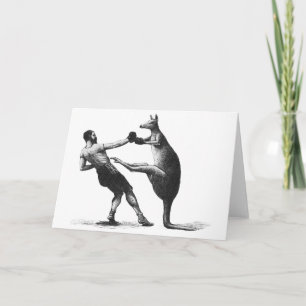 Vintage Boxing kangaroo Holiday Card