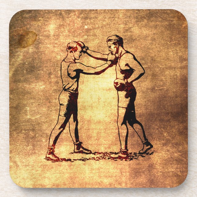 Vintage boxing men coaster (Front)