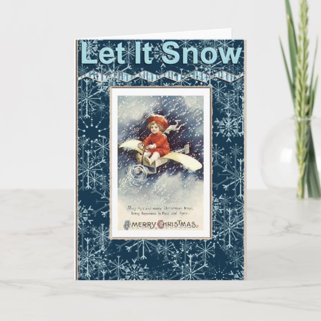 Vintage Boy/Aeroplane Christmas Card (Front)