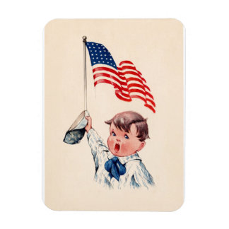 Vintage Boy American Flag 4th of July Magnet