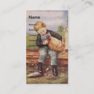 Vintage Boy and Chickens Business Card