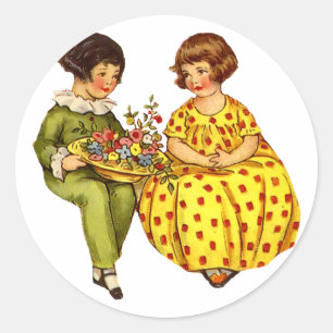 Vintage Boy and Girl Sticker