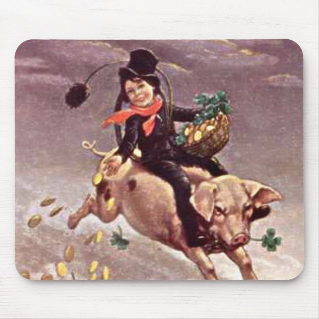 Vintage Boy on Pig Mouse Mat (Front)