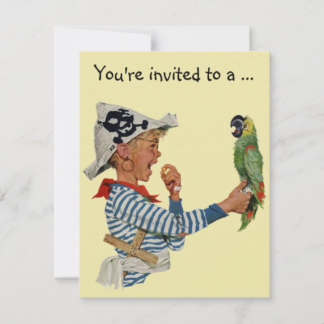 Vintage Boy Pirate Child Birthday Party Invitation (Front)