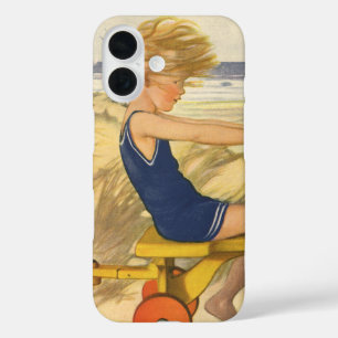 Vintage Boy Playing at the Beach with Sand Toys iPhone 16 Case