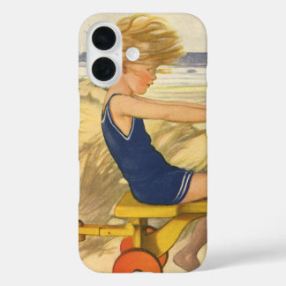 Vintage Boy Playing at the Beach with Sand Toys iPhone 16 Case
