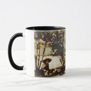 Vintage Boy With Dog At Rest Ceramic Mug