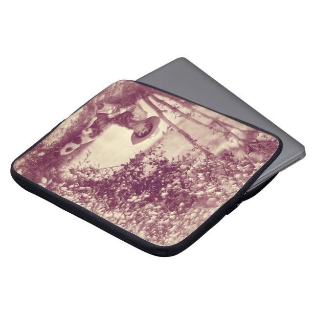 Vintage Boy with Dog at Rest Computer Sleeve (Front Top)