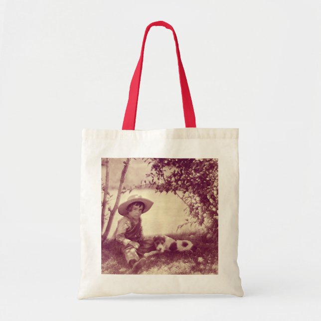 Vintage Boy With Dog At Rest Tote Bag (Front)