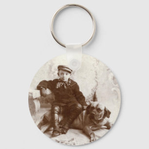 Vintage Boy With Dog Key Chain