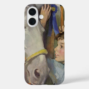 Vintage Boy with His Blue Ribbon Winning Horse iPhone 16 Case