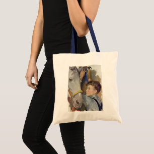 Vintage Boy with His Blue Ribbon Winning Horse Tote Bag