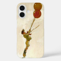 Vintage Boy with Red Balloons at a Birthday Party