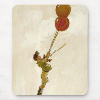 Vintage Boy with Red Balloons at a Birthday Party Mouse Mat