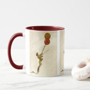 Vintage Boy with Red Balloons at a Birthday Party Mug