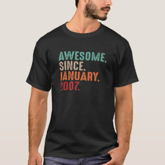 Vintage Boys Girls 15Th Birthday Awesome Since Jan T-Shirt