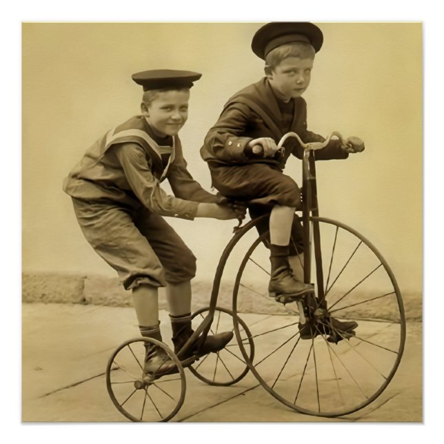    vintage boys on trike poster (Front)