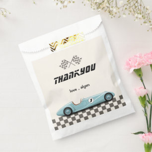 Vintage Boys Retro Blue Race Car Birthday Party Favour Bags