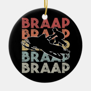Vintage Braap Snowmobile T-Shirt I Retro Snow Sled Ceramic Tree Decoration
