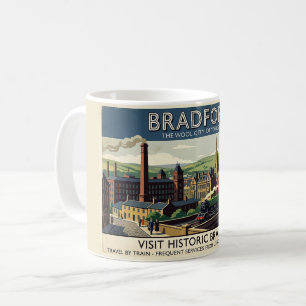 Vintage Bradford Yorkshire Retro Travel Poster Art Coffee Mug