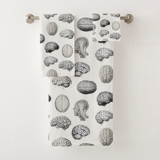 Vintage Brain Anatomy Biology Illustrations Bath Towel Set (Insitu)