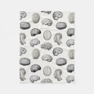 Vintage Brain Anatomy Biology Illustrations Fleece Blanket
