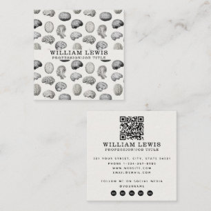 Vintage Brain Anatomy Biology QR Code Social Media Square Business Card