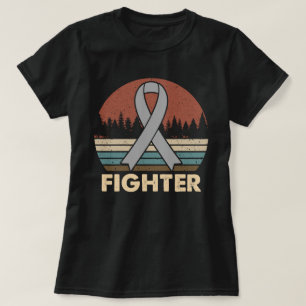 Vintage Brain Cancer Fighter Grey Ribbon T-Shirt