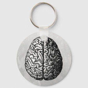 VINTAGE BRAIN DRAWING KEY RING