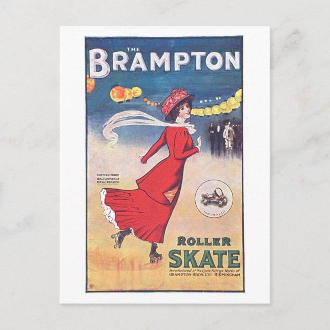 Vintage Brampton Roller Skate Advertisement Postcard (Front)