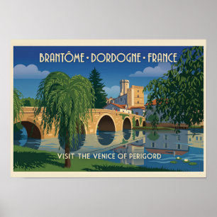 Vintage Brantôme Dordogne France Travel Poster
